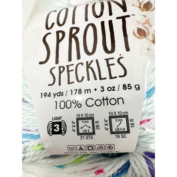 COPY - 3 Premier Cotton Sprout Speckles Yarn 100% Cotton CANDY White Pink Purpl… - Picture 3 of 7